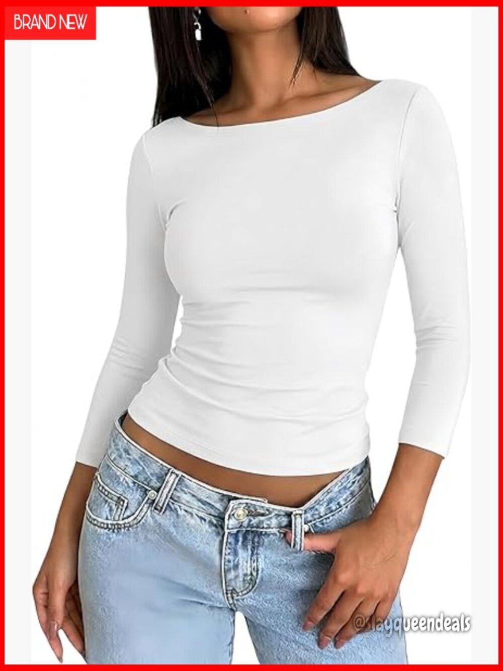 Rayon Boat Neck 3/4 Sleeve T-Shirt, Regular Fit Tunic Top for Casual Office Wear
